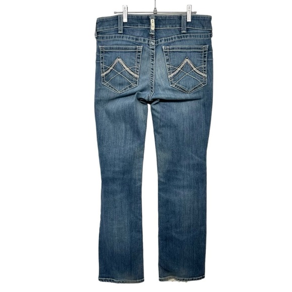 Ariat REAL Mid Rise Medium Wash Embroidered Pockets Western Straight Jeans 30 - Picture 4 of 13